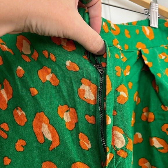 Tabitha Brown x Target Shorts XL Green Orange Leopard Print High Waist Zip Linen - Picture 5 of 10